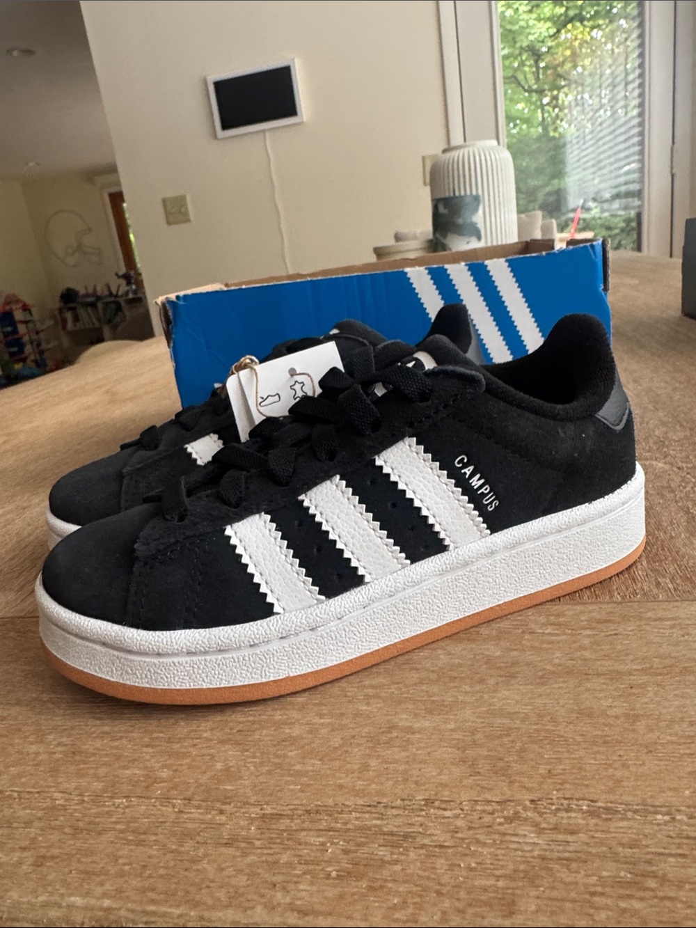 adidas Kids Black and White Campus Suede Sneakers NWT